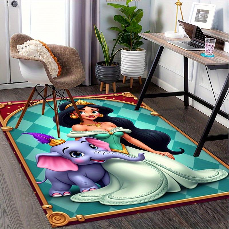 3D Printed Elephant, Princess Jasmine Anti-Slip Rug - Machine Washable Office Rug for Living Room, Bedroom, Office - Multiple Sizes