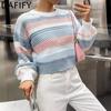 Women's Fashion Casual Fall Winter Colour Block Print Long Sleeve O-Neck Sweaters