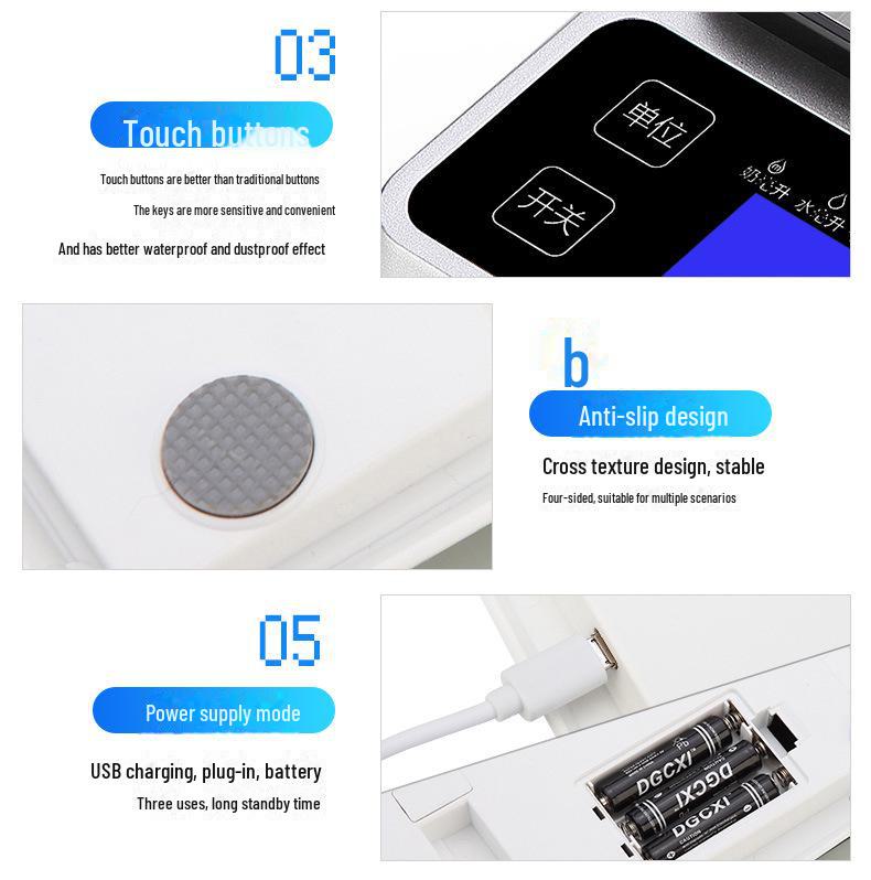 Rechargeable 10kg Stainless Steel Kitchen Scale, Accurate To 0.1g, for Food and Baking