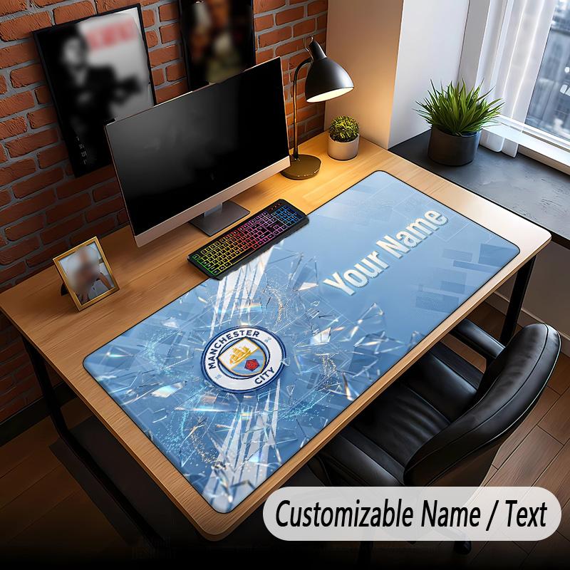 Large Mouse Pad Manchester City Print Custom Name Text Desk Mat for Office Gaming