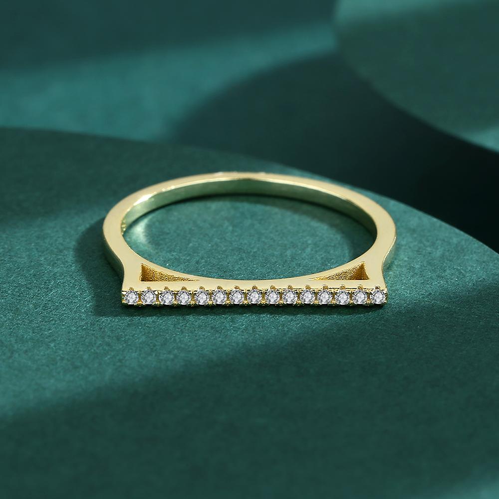Creative Geometric 18K Gold Ring for Women Triangle Genuine S925 Silver Engagement Wedding Gift Jewelry for Women