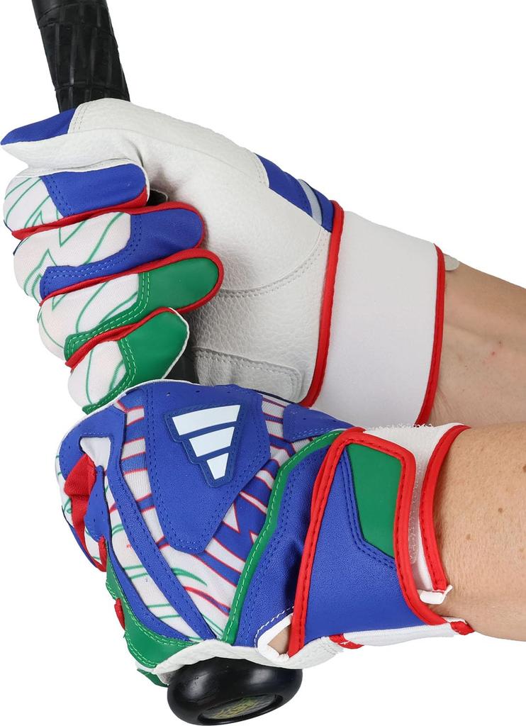 adidas Baseball Batting Size Size LBG504 Gloves, 41, Medium, Blue/Green (2348), O,