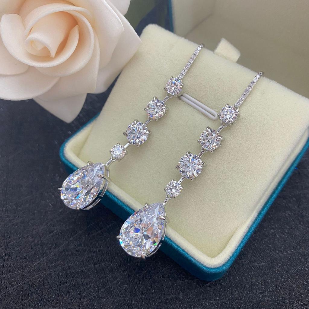 Gica Gema Серьги-капли с высокоуглеродистыми бриллиантами, стерлинговое серебро 925 пробы, 11*16 мм, геометрический драгоценный камень, уникальный дизайн, романтические ювелирные украшения, свадебные подарки