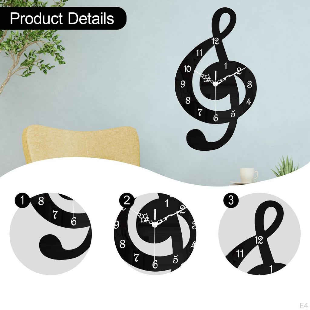 Wall Clock, Hanging Decorative Modern Gift, Non-Ticking, Silent, for Music Lovers, Cafe,