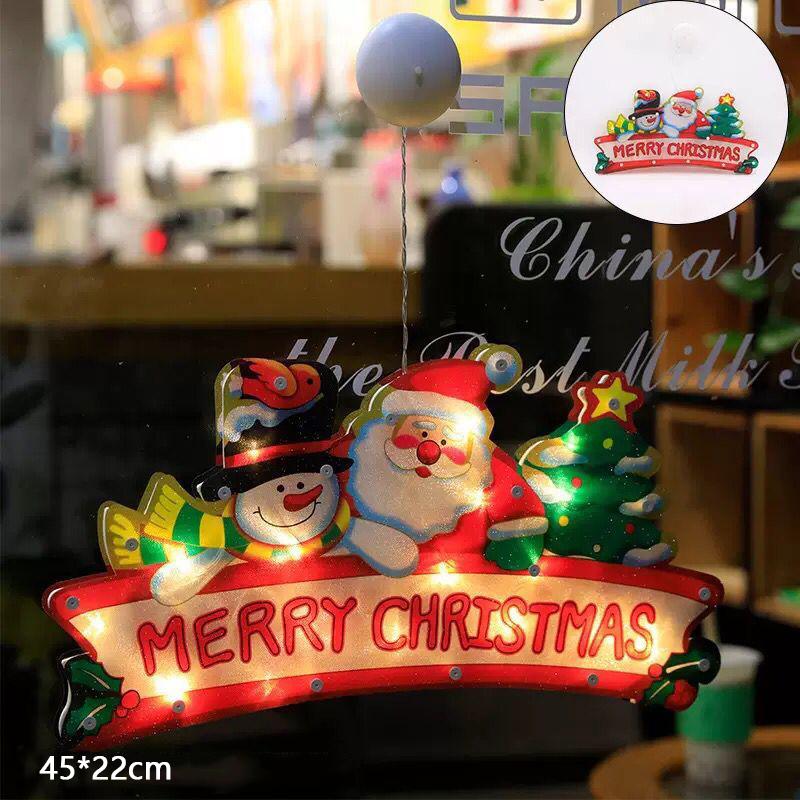 MAITA светодиодные фонари на присоске Санта-Клаус Снеговик оконные подвесные светильники праздничные украшения для рождественской елки огни