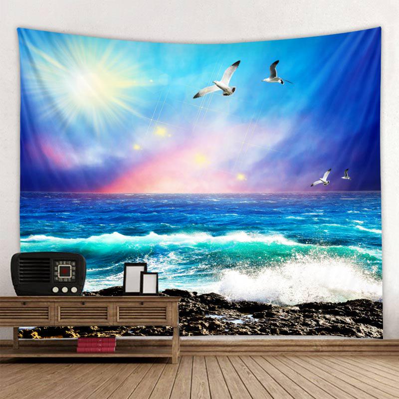 Красивый пляжный природный пейзаж с принтом, гобелен для дома, спальни, гостиной, Настенный декор, тканевый гобелен
