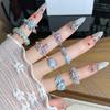 Dopamine Colorful Enamel Flower Butterfly Open Ring Mori Sweet Girly Style Inlaid Zircon Niche Light‑Luxury Adjustable Stackable Decorative Ring