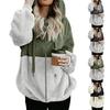 Women Hooded Sweatshirt Coat Winter Warm Zipper Pockets Cotton Coat Outwear