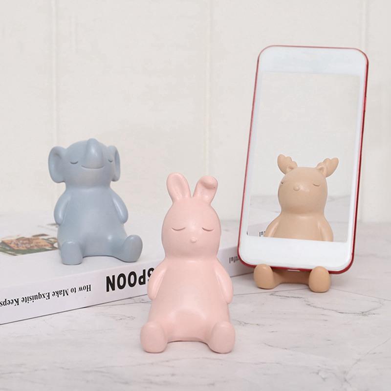 Износостойкий держатель для мобильного телефона для повседневного использования для рабочего стола Гладкий нежный однотонный размещение Милое милое животное Ручная роспись