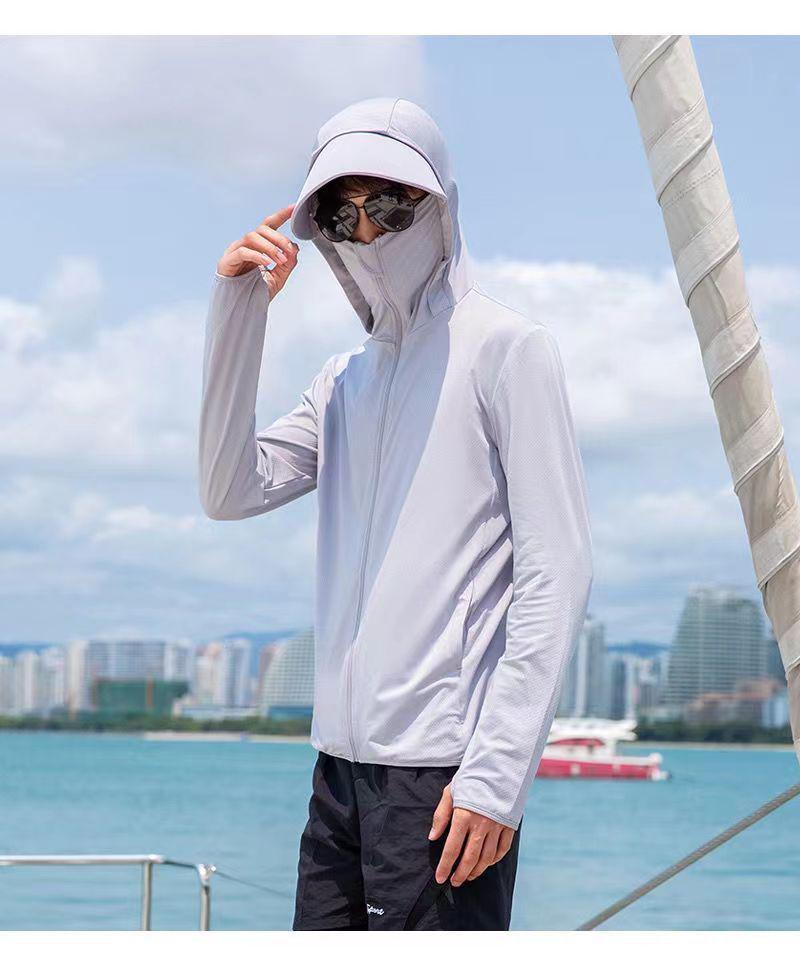 Мужская дышащая куртка с капюшоном из ледяного шелка с защитой от УФ-лучей для рыбалки - Новая летняя коллекция 2025