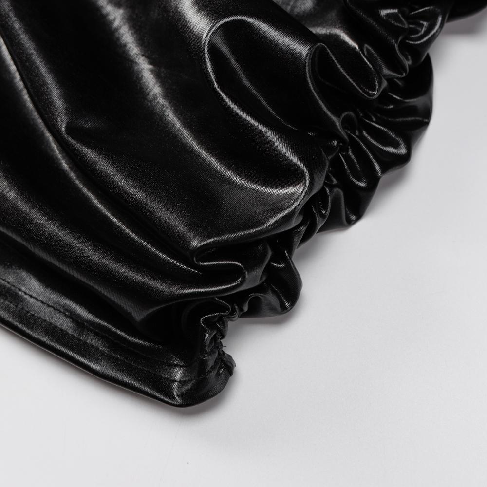 Мини-платье из искусственной кожи, водолазка с рюшами и длинными рукавами, облегающая повязка, сексуальная уличная одежда, элегантная вечерние, осенне-зимняя клубная одежда