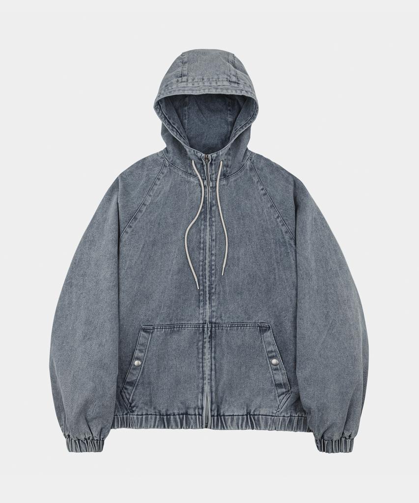 LETTERCOMO Худи на молнии из стираного денима Urban Blue