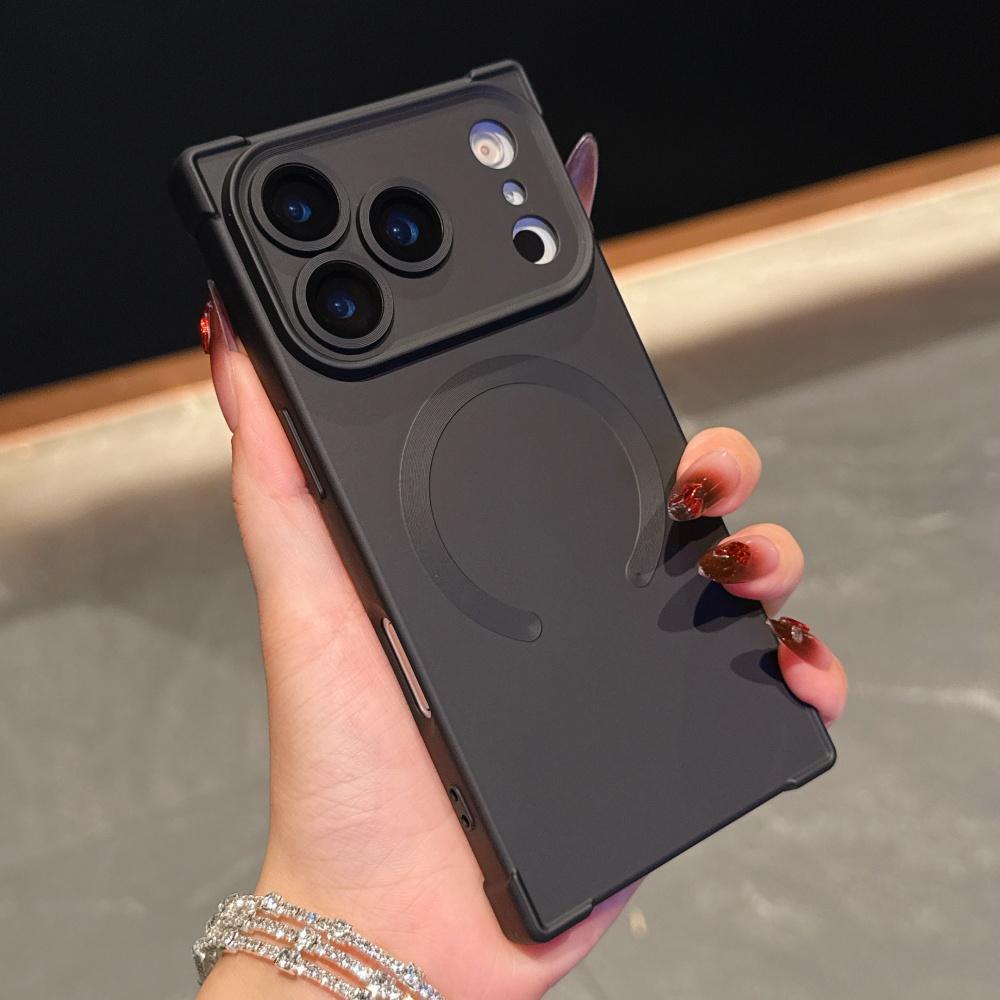 Fashion Right Angled Square Silicone Magnetic Phone Case For iPhone 17 Air 16 15 14 13 Plus Pro Max For Magsafe Frosted Cover