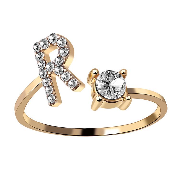 Женское регулируемое повседневное кольцо с буквой AZ, инициалом имени, модное, со стразами, для пары, элегантное, новое, складывающееся кольцо