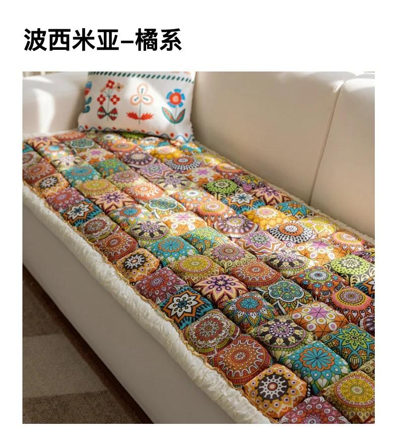 Новая подушка для дивана из чистого хлопка в стиле бохо, универсальная для всех сезонов, коврик для дивана, домашний декор, нескользящая прямоугольная подушка для сиденья дивана