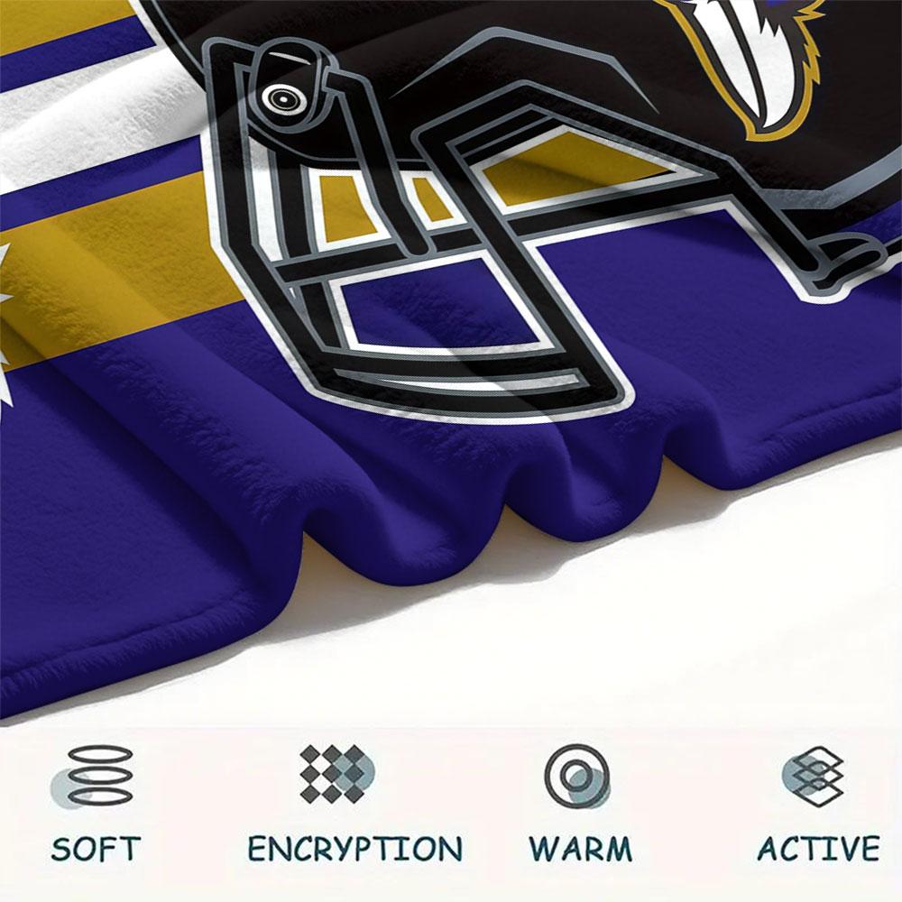 Ravens Printed Flannel Blanket, soft throw for bedroom sofa, washable, fan merchandise, great gift.
