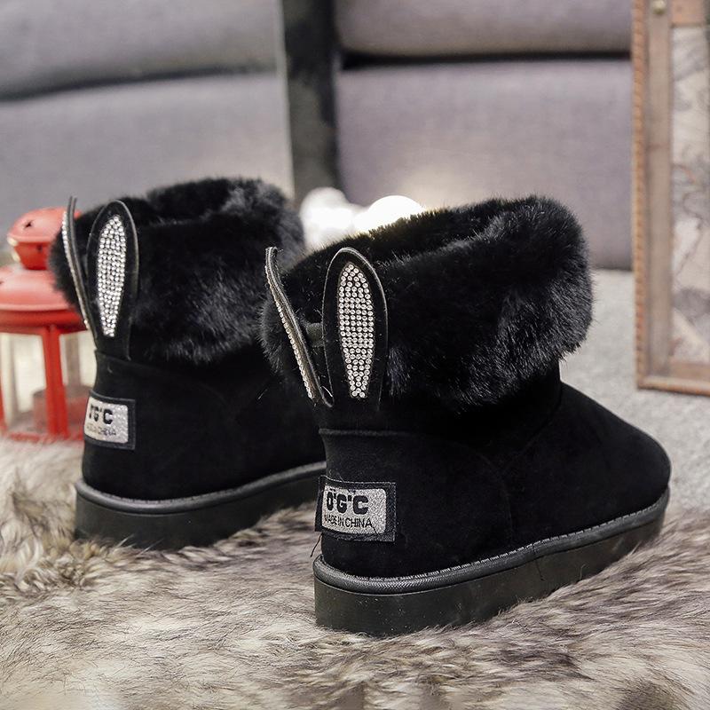 Новые зимние зимние ботинки, женские корейские туфли на плоской подошве, утепленные плюшевые повседневные женские туфли из хлопка с короткими рукавами