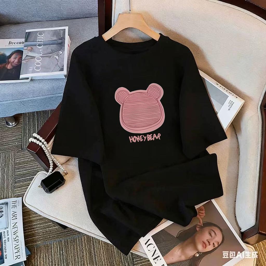 Girls Cotton Raglan Sleeve T Shirt Summer Loose Breathable Round Neck Short Sleeve Cartoon Top For Kids
