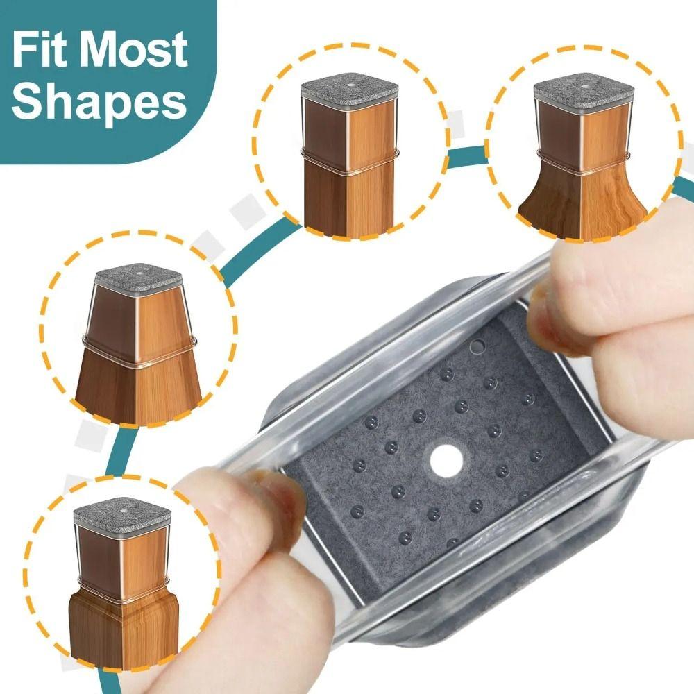 Square Chair Feet Cover Floor Protectors Silicone Leg Caps Silent Chair Leg Cover  Furniture