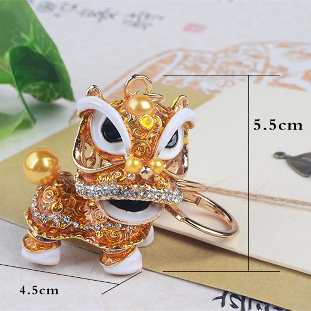 Key Holder Metal Car Key Chain Rotated Dance Lion Keychain Crystal Dance Keyring Purse Pendant
