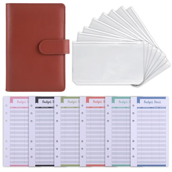 1 Set Budget Book Loose Leaf Multi-use Faux Leather Money Saving Schedule Planner for School