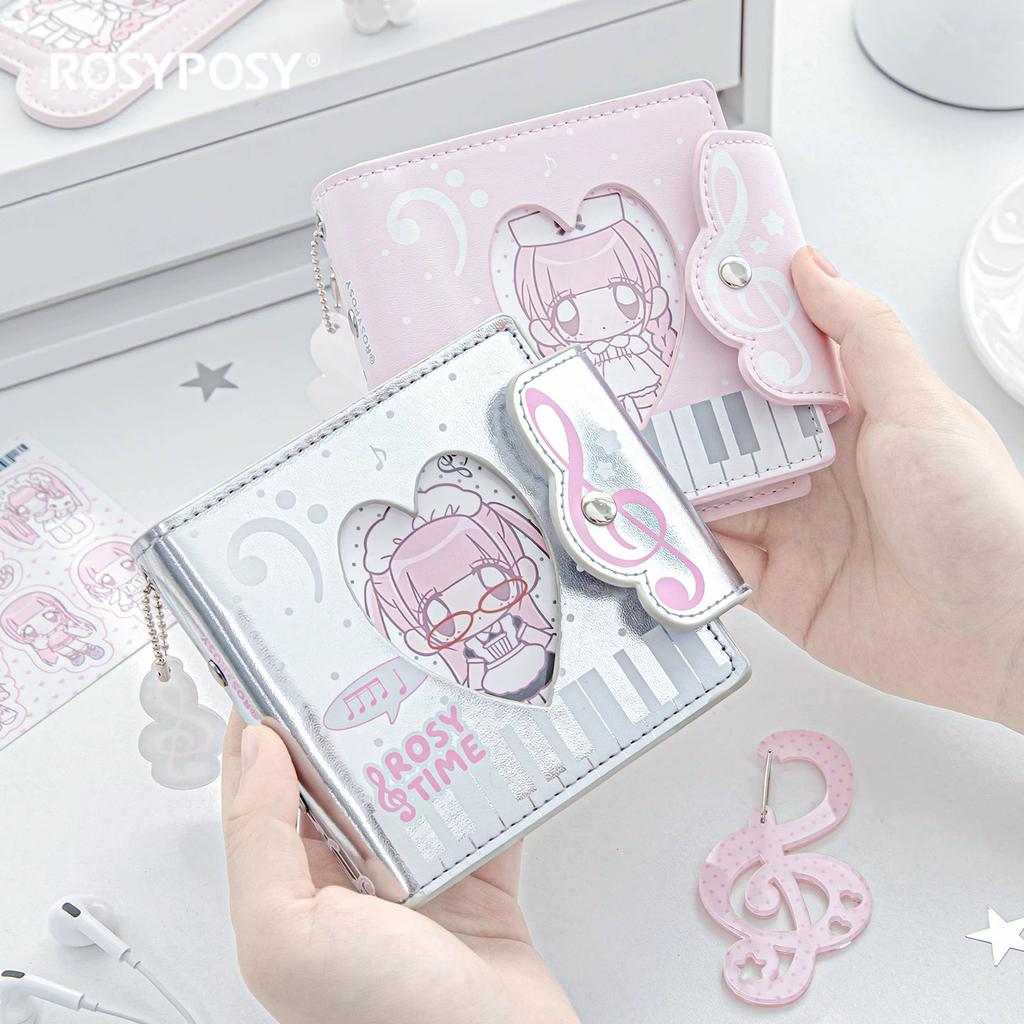 MINKYS Кавайный переплет-альбом для K-pop фотокарточек с узором волны, из ПУ-кожи, на 3 кольца, 3 дюйма, с одним карманом, органайзер для карточек айдолов, книга для хранения