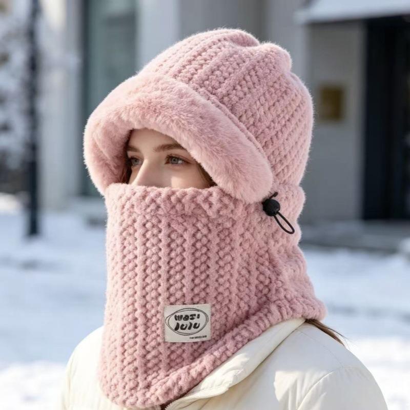 Autumn and winter new scarf integrated pullover hat women's cold and windproof Lei Feng hat warm plush ear protection outdoor hat