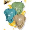 3Elegant plus-size short-sleeved outfit for sisters to attend parties T Shirt Just Breathe Dandelion print plus-size women's casual sportswear for