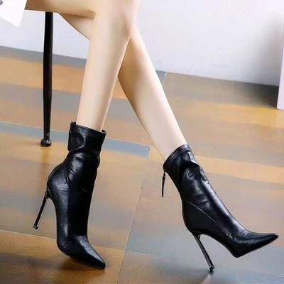 Осенняя и зимняя обувь больших размеров, удобные, с застежкой-молнией сзади, с острым носком, на высоком каблуке, на среднем каблуке, на тонком каблуке, женские сапоги