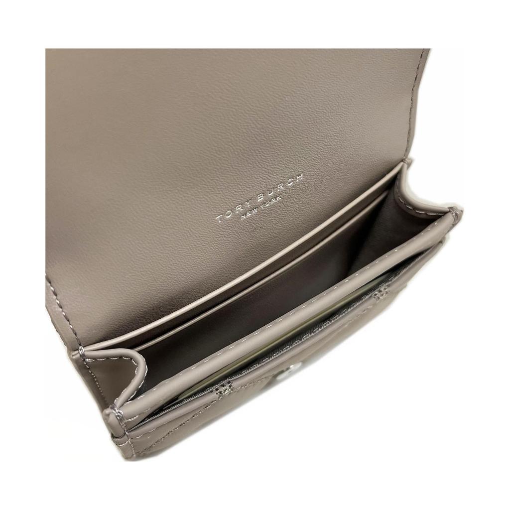 Tory Burch Quilted Logo Snap Closure Leather Card Holder Women accessories Gray 150057-082