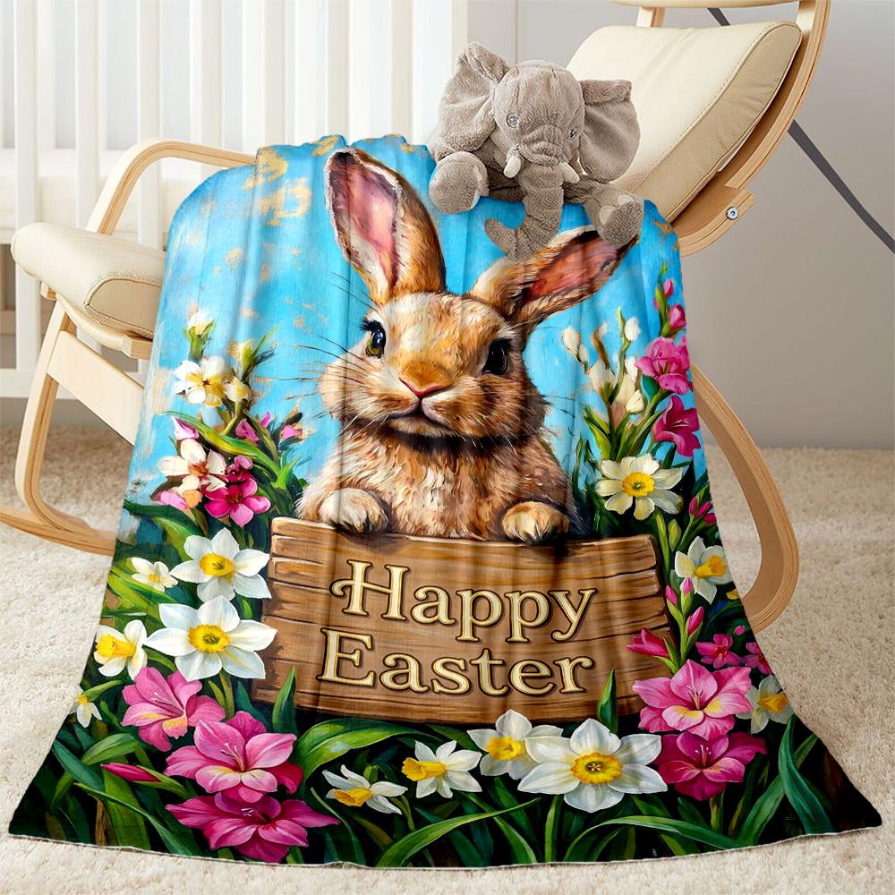 Springtime Bunny Garden Blanket,Suitable for sofas, offices, travel, living rooms, Gifts to relatives and friends, Blanket,Suitable for all seasons.
