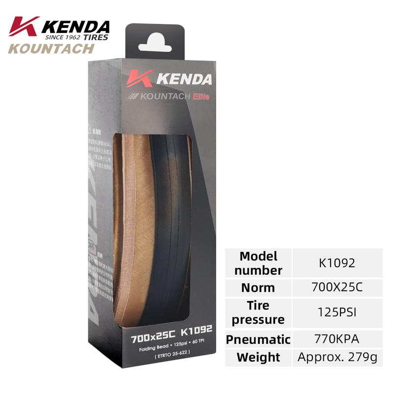 KENDA K1092 Дорожная покрышка для велосипеда 700x25/28C с боковиной цвета загара (skinwall), складная, защита от проколов, 60 TPI, ультралегкая