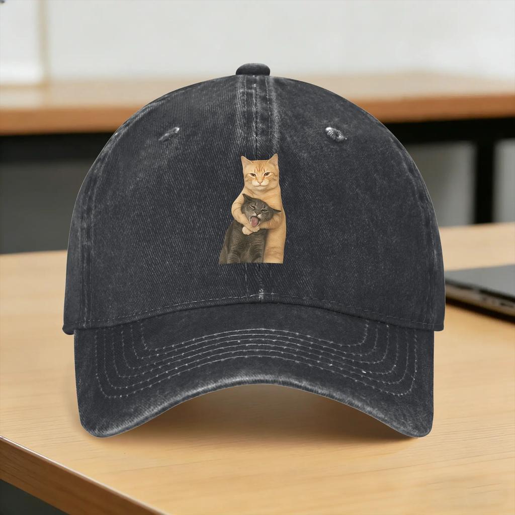 Funny Hug Cats Casual Baseball Cap Hunting Camping Trucker Hat Summer Breathable Unisex Unisex DIY Print Baseball Caps
