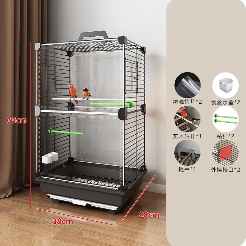 Transparent Villa Parrot Cage Splash Proof Horizontal Wire Bird Nest for Pet Budgie Cockatiel Conure Parakeet Bird Cages