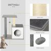 Multi-Level Cat and Kitten Scratching Post with Sisal Rope Bed and Column, Grey, 59 x 39 x 62cm