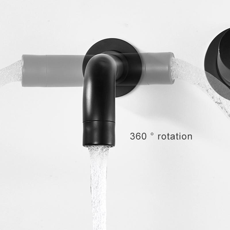 EllEN Современный латунный настенный смеситель для раковины в ванной комнате, настенный смеситель для раковины с поворотным изливом, смеситель для ванны, кран, отделка под античную бронзу ELK202