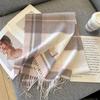 Маленький шерстяной классический клетчатый простой зимний бахромчатый теплый шарф женский шарф студенческий стиль