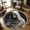 Gothic Skull Rose Round Rug Modern Home Decor Skeleton Roses Pattern Carpet Soft Non-Slip Floor Mat for Living Room Bedroom