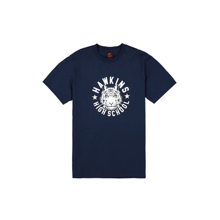 Nike Футболка с короткими рукавами X Stranger Things Collaboration, мужские топы азиатской версии, темно-синие CK2343-419