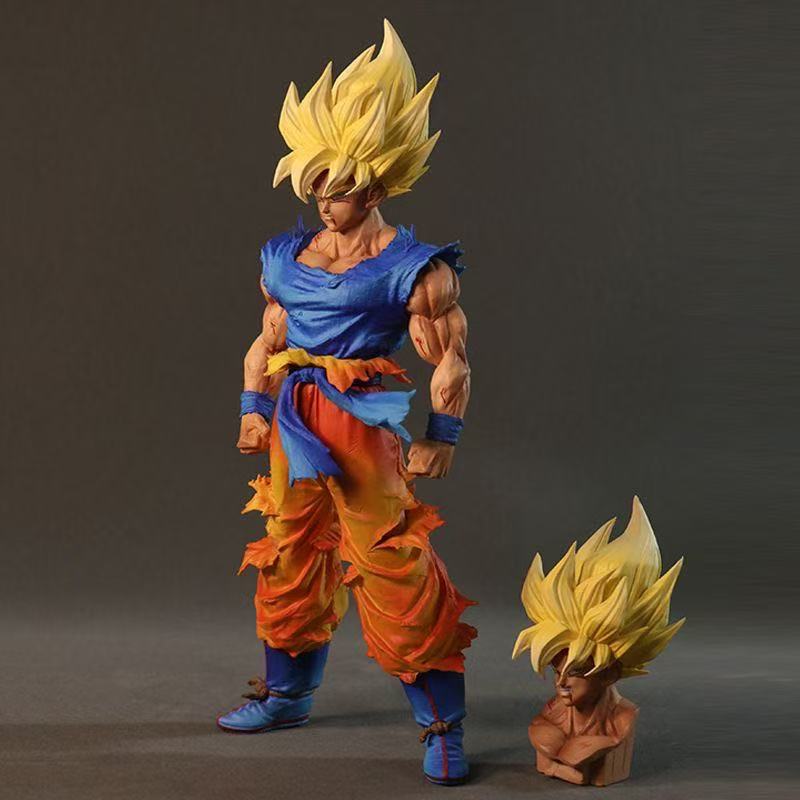 Игрушки Модель 26 см / 10,24 дюйма Dragon Ball Z Фигурка Сон Гоку Сменные Головы Супер Сайян Гоку ПВХ Статуя Коллекция Подарки