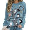 Cute Cat Floral Sweatshirts Flower 3D Print Women New O-Neck Hoodies Casual Streetwear Pullovers Harajuku Top Woman Clothing