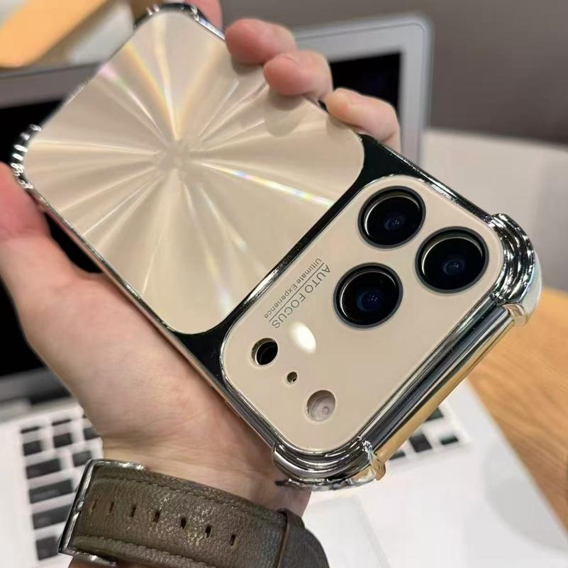 New 6D Colorful Laser Aurora Case For iPhone 13 14 15 16 17 Pro Max Air Soft Bumper Shockproof Glass Camera Hard PC Cover