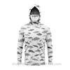 Mens Quick-Dry Ice Silk Long Sleeve UPF Sun Protection Hooded Fishing Shirt With Integrated Face Cover
