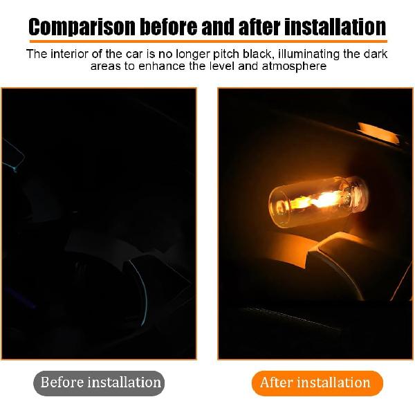 2 Pack USB Flame LED Ambient Lights, Transparent | mini plug-in design, glass-bottle profile, touch dimming, interior night lighting, fits cars RVs