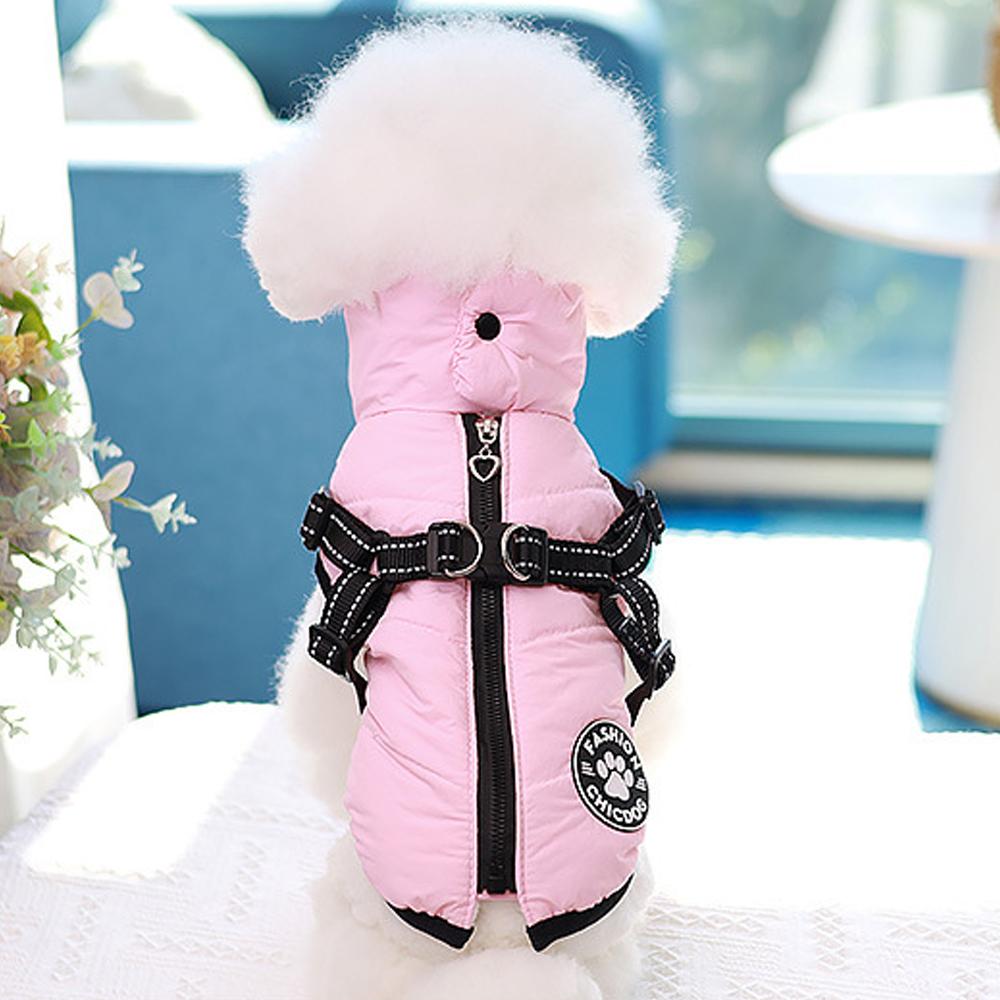 Pet Dog Coat with Harness, Winter Dog Coats, Fleece Dog Jacket, Waterproof Puppy Costume, Cold Weather Thick Dog Clothes, for Small Medium Dogs