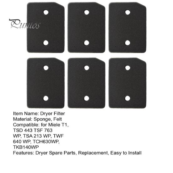 6 шт. сменный фильтр для сушильной машины Miele T1 с тепловым насосом 9164761 фильтр из вспененного ворса профессиональные запасные части для сушильной машины аксессуары