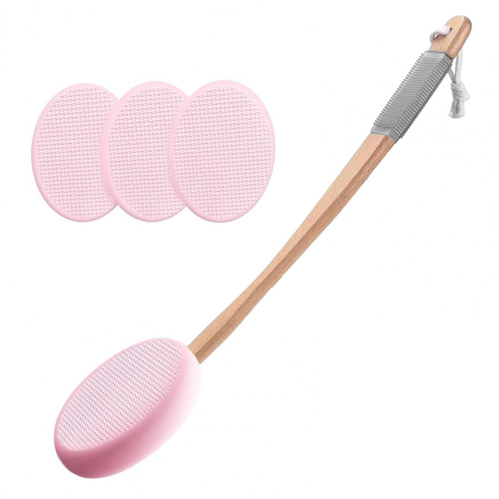 Back Lotion Applicator with Replaceable Cotton Pads Sunscreen Cream Applicator with Curved Handle Back Feet Bath Scrubber