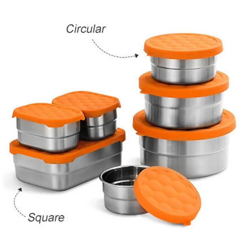 304 Stainless Steel Lunch Box Refrigerator Fresh Keeping Box with Silicone Lid Food Storage Containers Bento Kitchen Organizer
