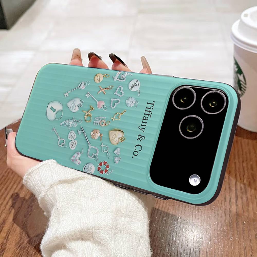 Чехол для iPhone 17 16 15 14 13 12 11 16 Pro Max Plus Pro с логотипом T-tiffanyS и гофрированным рисунком, противоскользящий