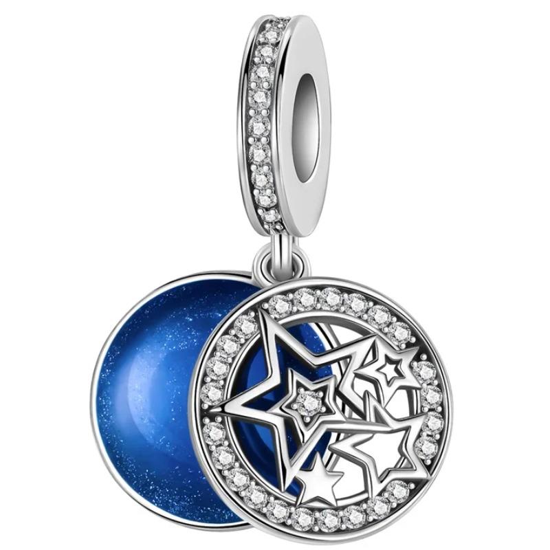 Sparkling Copper Stars Moon Sun Flower Earrings Dangle Charm Beads Fit Original Bracelets Diy Cultural Jewelry Gift